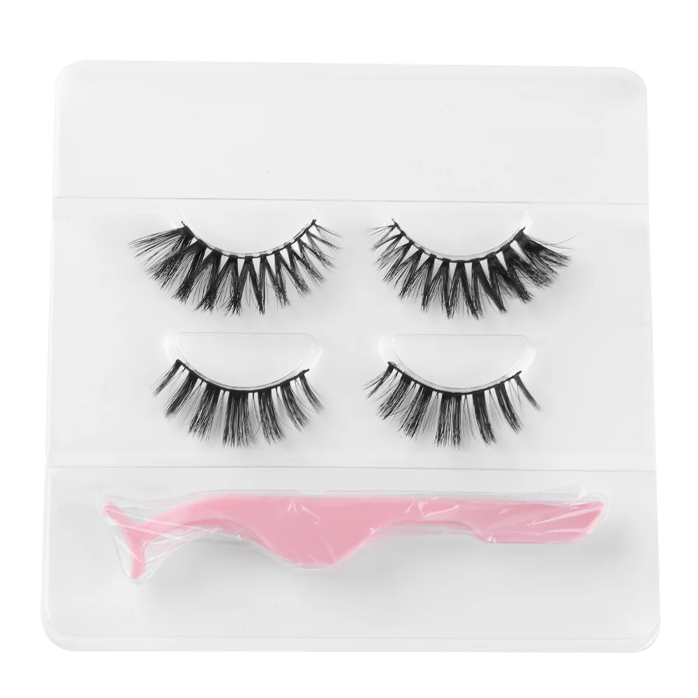 06(2 Styles Mixed) 2 пары 3D норковые волосы мягкие одинарные и смешанные стильные Накладные ресницы с 1 пинцетом толстые ресницы для наращивания инструменты для макияжа - Цвет: 06(2 Styles Mixed)