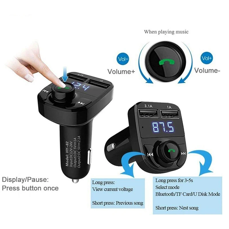 Rovtop fm-передатчик Aux модулятор Bluetooth Handsfree беспроводной автомобильный аудио mp3-плеер двойной USB Автомобильное зарядное устройство Быстрая зарядка 3.1A Z25
