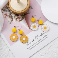 yellow white daisy earrings for women wooden jewelry accessories 2019 fashion gifts bijoux femme