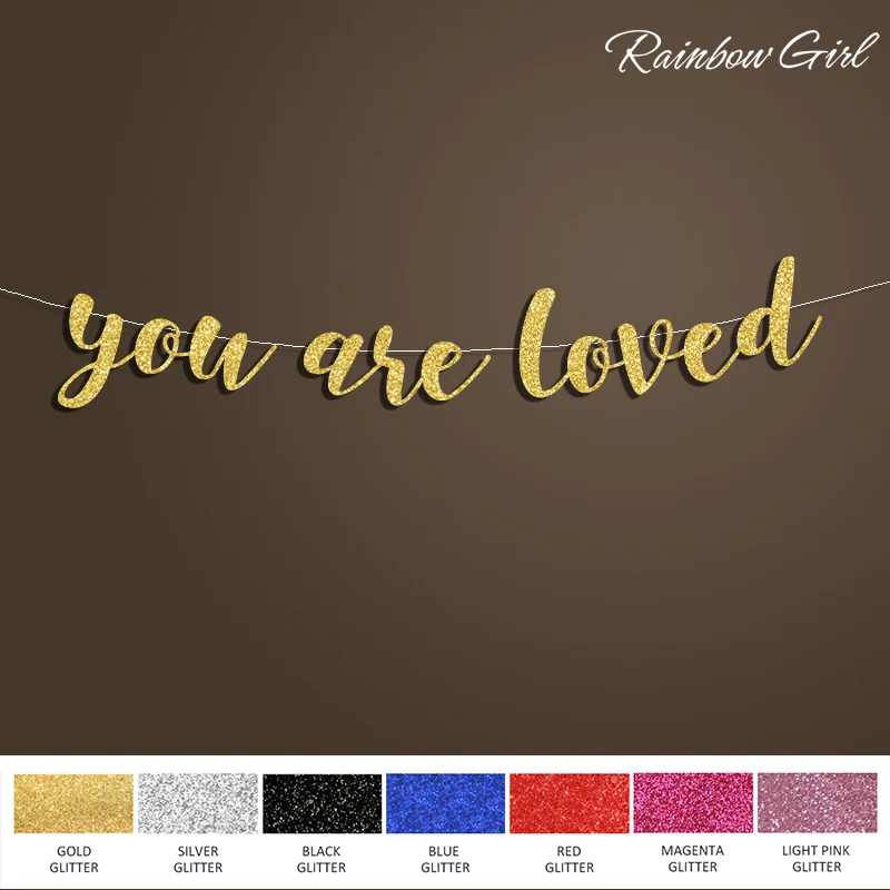 Блестящие курсивные буквы-вы любите баннер Вечерние Декорации для детской душа