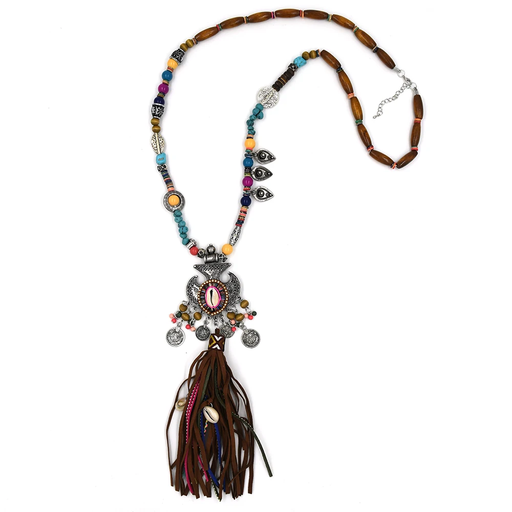Ювелирные изделия викингов длинные кожаные ожерелья с бахромой и кисточками для