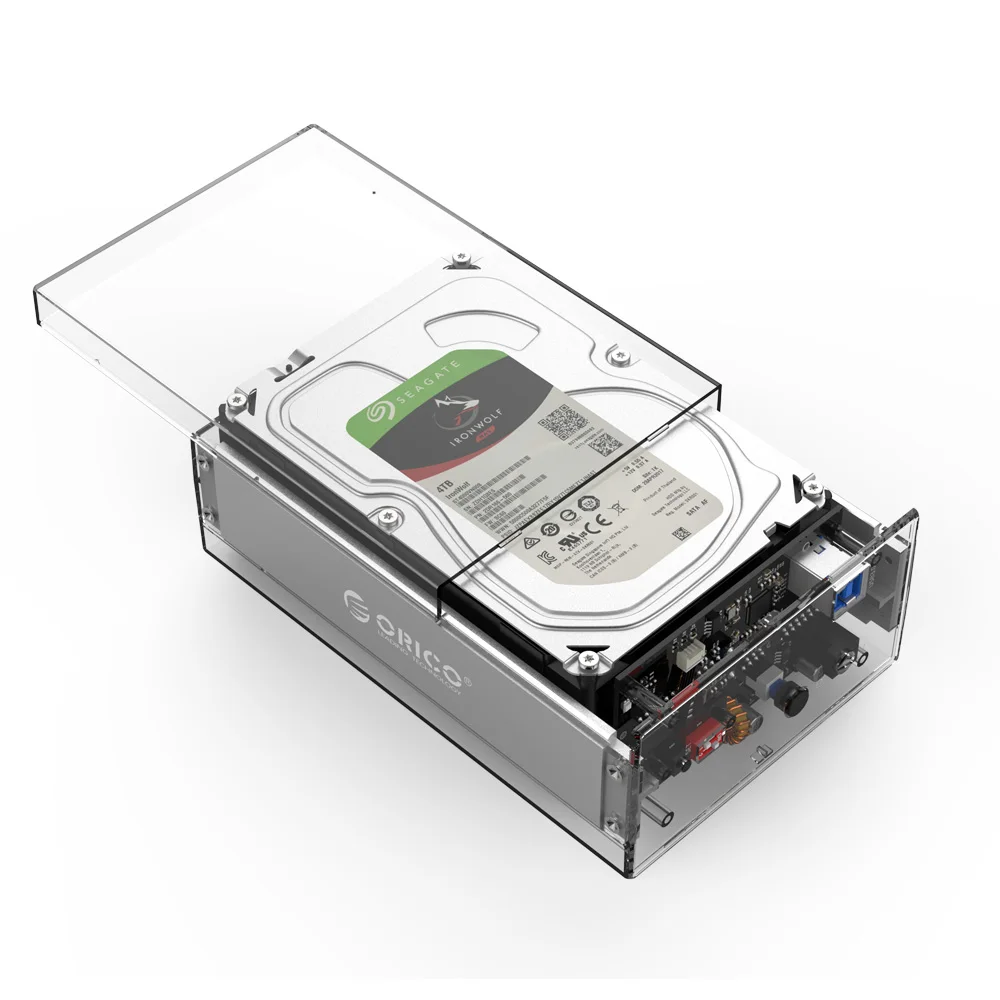 Чехол ORICO 2 Bay 3,5 ''для жесткого диска с функцией Raid SATA на USB 3,0, прозрачный корпус для жесткого диска с поддержкой UASP с питанием 12V3A 24 ТБ Max
