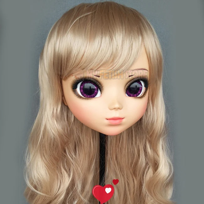 (P-01) Женская милая девочка каучуковые полуголовы Kigurumi BJD Eyes Crossdress Косплей