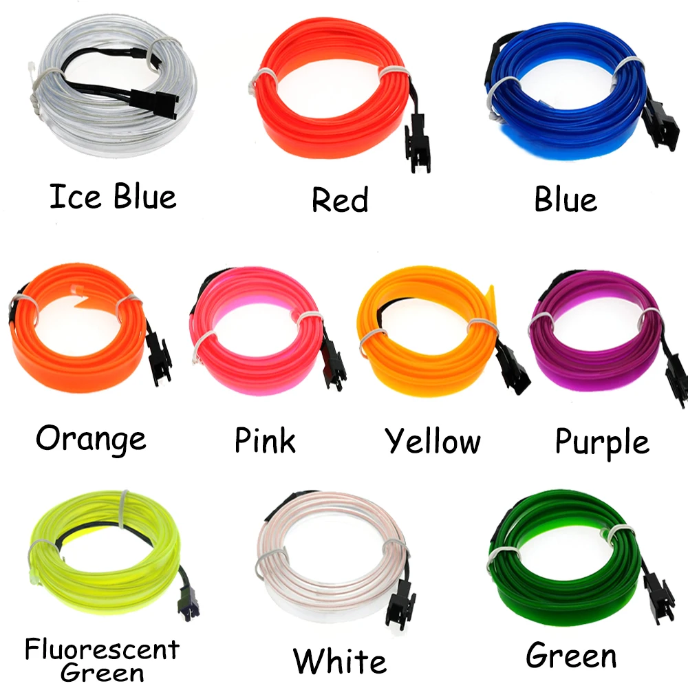 EL Wire 1M/2M/3M/5M Glow String Strips Neon LED Light + Controller Inverter Car Cigarette | Автомобили и мотоциклы