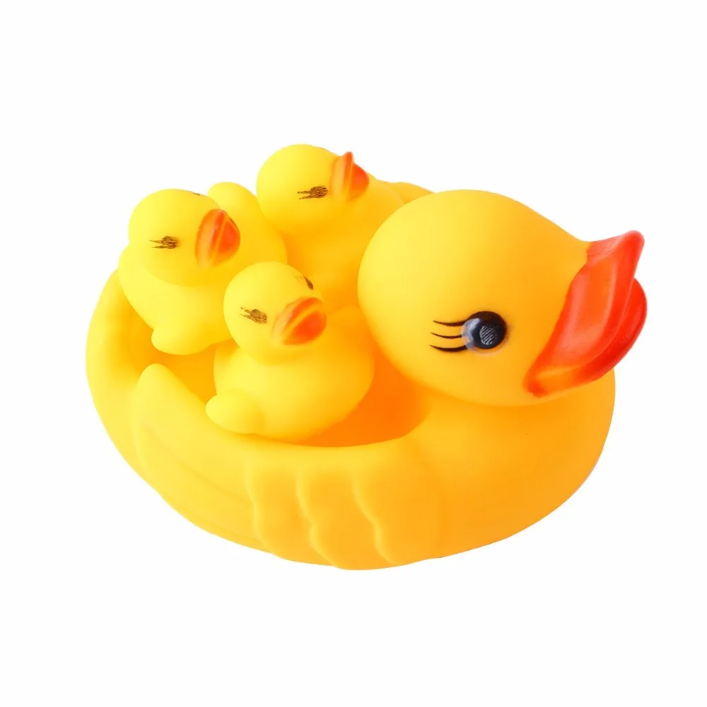 4 шт. Детские водяные игрушки плавающие детские игрушки для игры в воде Желтая резиновая утка Ducky детская Ванна игрушка для детей Сжимаемый писклявый звук бассейн