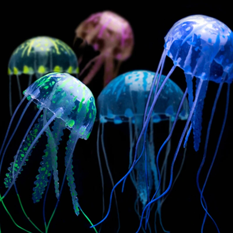 

5.5 CM Glowing Effect Artificial Jellyfish Fish Tank Aquarium Aquario Decoration Quality Silicon Small Ornament