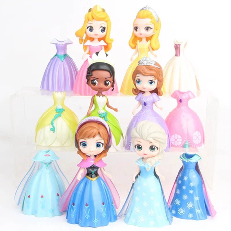 Disney игрушечные Принцессы Фигурки Куклы 12 шт./компл. Эльзы из мультфильма