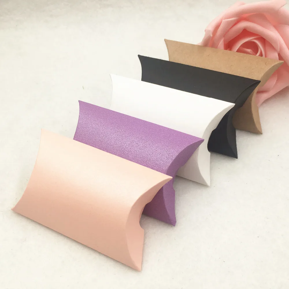 

50pcs 8x5.5x2cm Kraft Gift Boxes Paper Pillow Box, DIY Packaging Box For Candy\Cake\Jewelry\Gift\chocolate\Party boxes