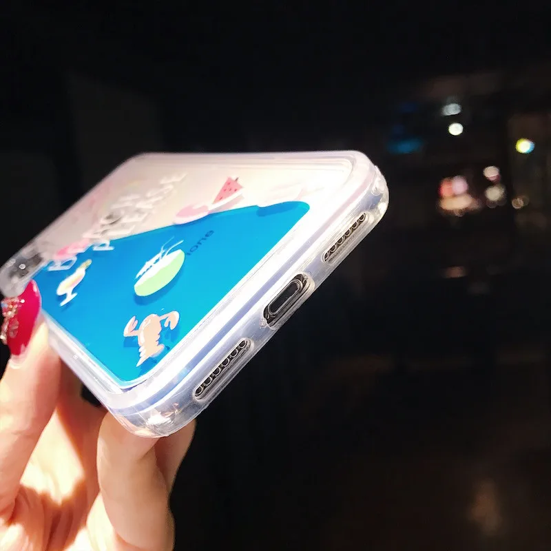 Для iphone X 8 7 6 6s плюс Фламинго чехол динамическая жидкая бухта для iphone 7 плюс синий океан fundas для iphone 10 clear moving