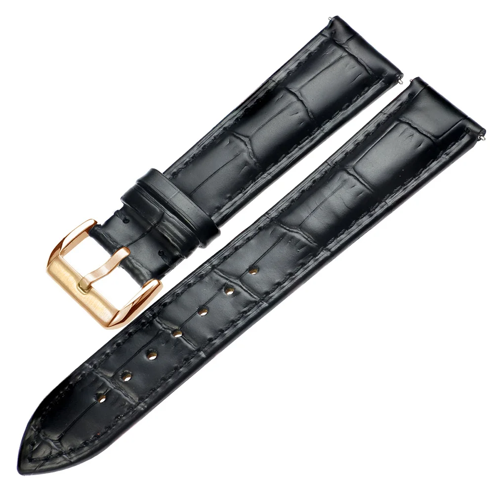 Ремешок для часов ZLIMSN из натуральной кожи для Tissot Longines Omege huami amazfit huawei gt Gear S2 S3 универсальный ремешок для часов - Цвет ремешка: Black rose buckle