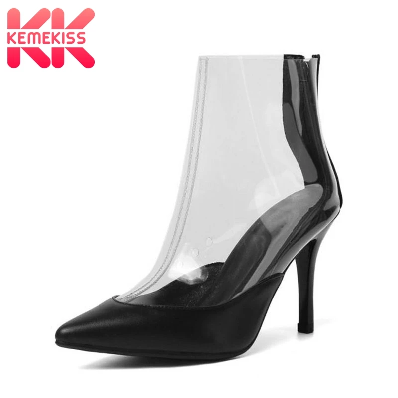 Женские ботильоны из натуральной кожи и прозрачного ТПУ KemeKiss дизайнерские