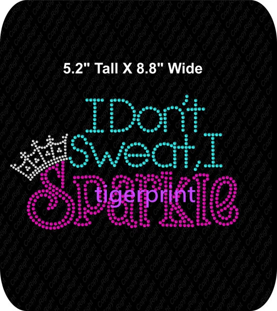 Я не потею блестящие стразы мотив для передачи горячей фиксации|rhinestone motif|hot fix