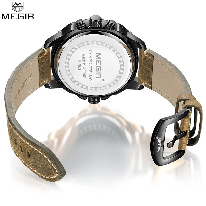 Megir Men's Quartz Watch Top Brand Luxury Leather Chronograph Waterproof Military Fashion Sport Clock Relogio Masculino | Наручные