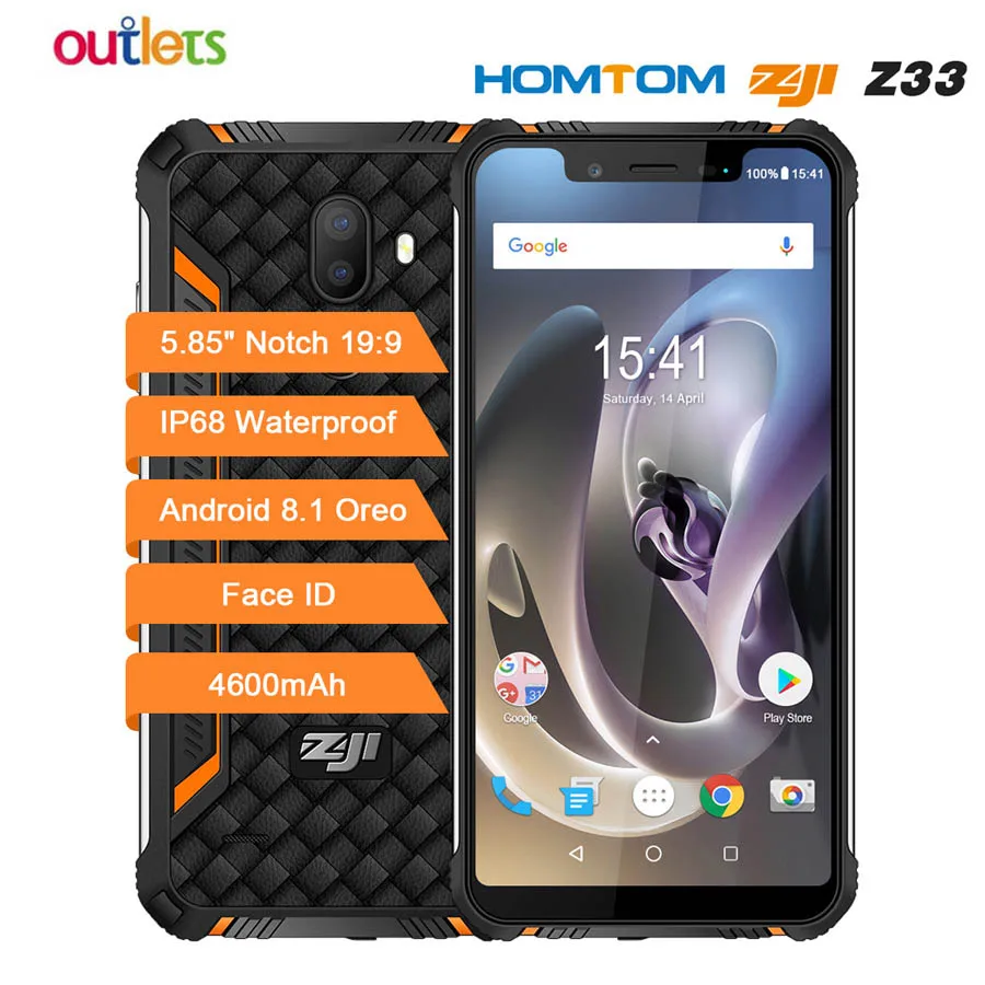 HOMTOM зоджи Z33 IP68 Водонепроницаемый 16MP+ 13MP Android 8,1 смартфон 5,8" 3 ГБ+ 32 ГБ, 4600 мА/ч, FaceID разблокировка отпечатком пальца OTG OTA