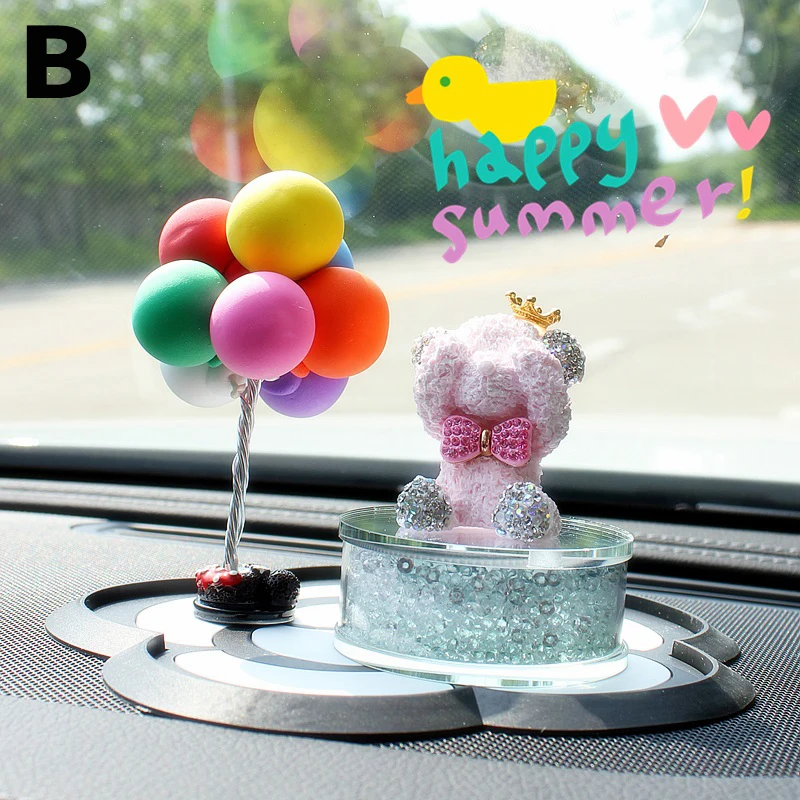 Gypsum Bear Ornament Car Console Decoration Charm Balloon Air Freshener Perfume Interior Decor Crystal Girls Women | Автомобили и
