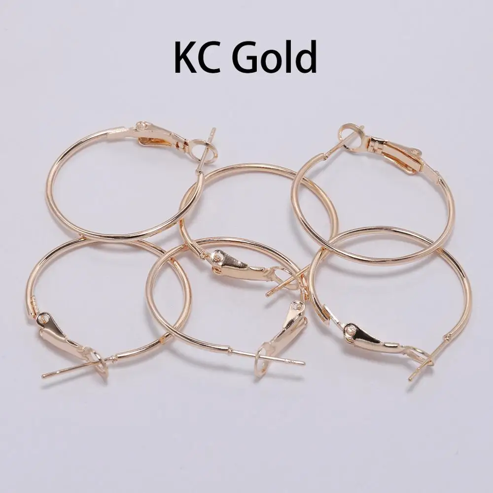 KC Gold 10 шт./лот 30 40 50 60 70 мм круглый большой круг обруч серьги петля установка База серьги для изготовления ювелирных изделий DIY Аксессуары - Цвет: KC Gold
