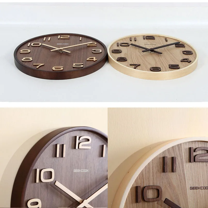Новые Настенные часы 3D Bentwood бесшумные механические настенные современный дизайн