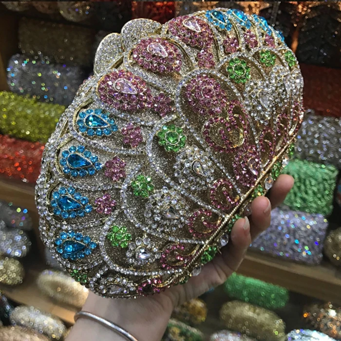 

Women lantern shape Evening Bags Ladies red pink Clutch mini night Purse Full Crystal Party shoulder Bag Luxury Female Clutches