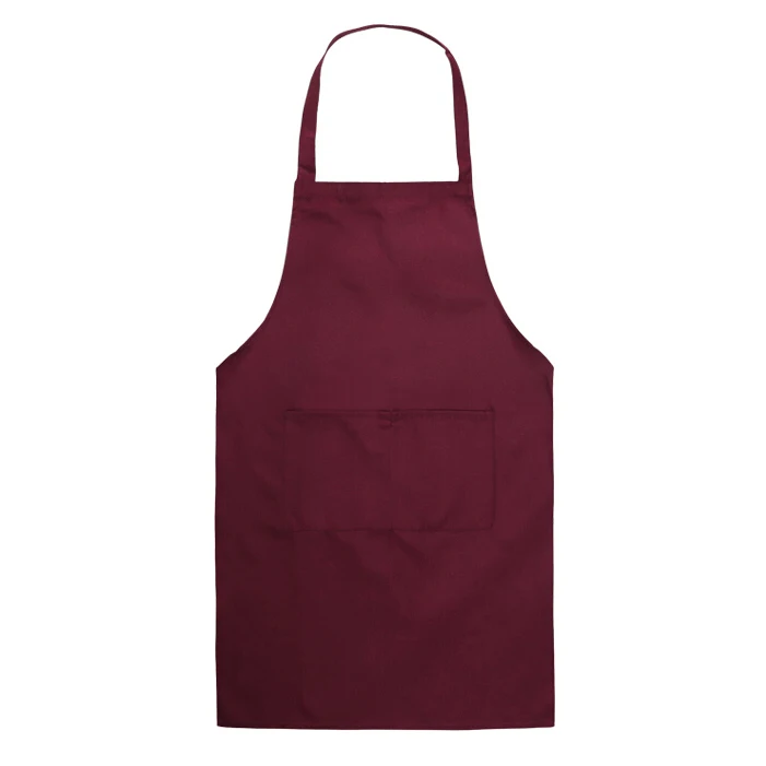 red wine Однотонный кухонный фартук для приготовления пищи для женщин и мужчин, шеф-повара, официанта, кафе, магазина, фартуки для барбекю, парикмахеров, логотип на заказ, подарочные нагрудники - Цвет: red wine