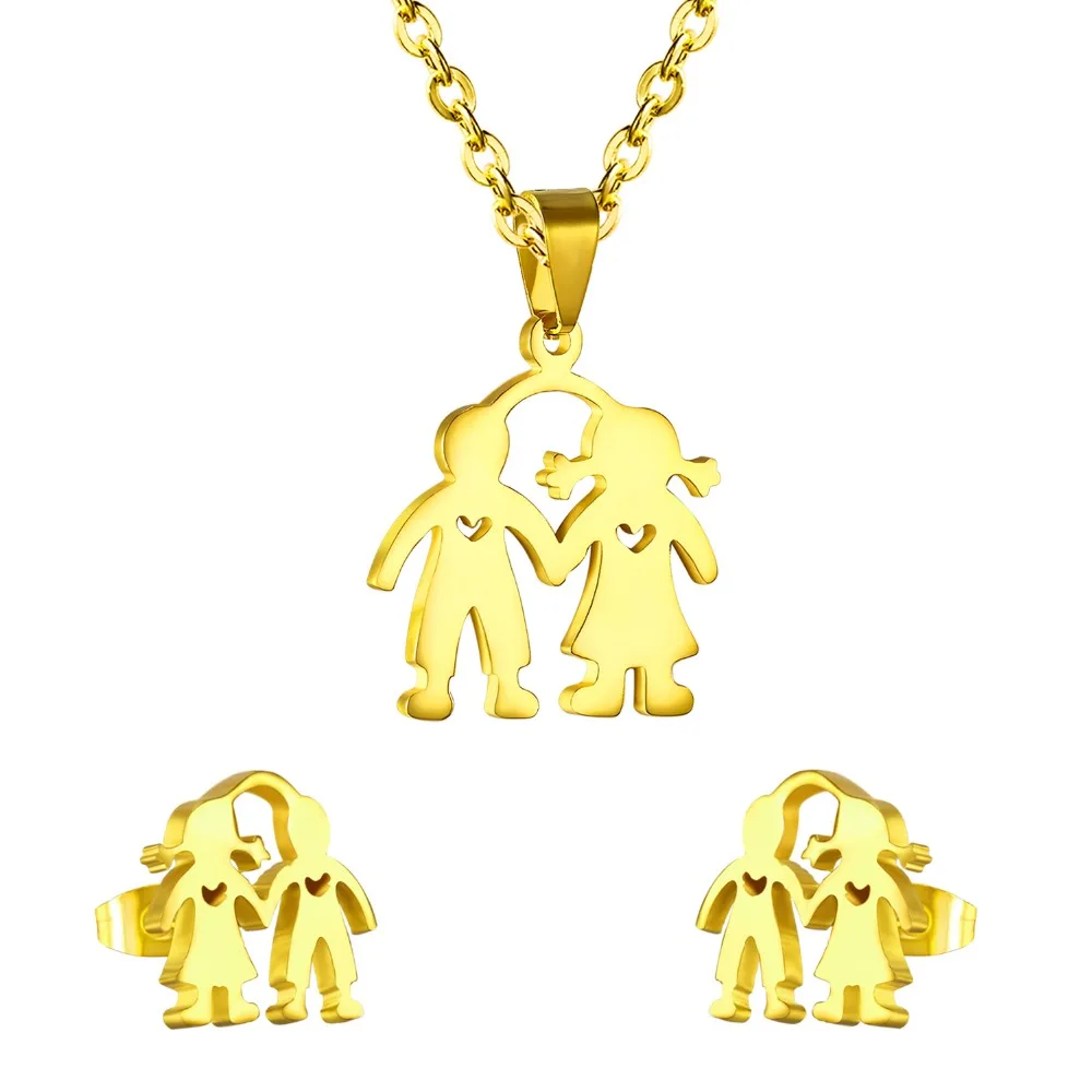 LUXUKISSKIDS Модные Ювелирные наборы для девочек из Дубая золотого цвета с сердцем