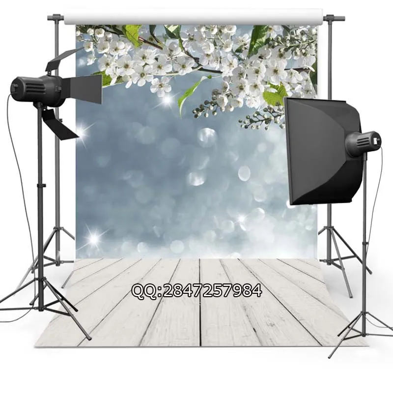 

Thin Vinyl Photography Background Computer Printed Children Backdrops Wood floor and Flower Backdrop for Photo Studio F-2340