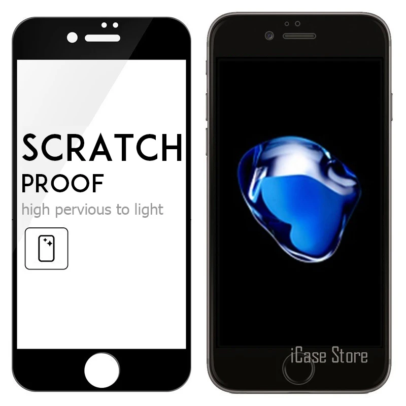Черный белый полное покрытие Защита экрана для iPhone 7 6 6S Plus 5 5S SE закаленное стекло