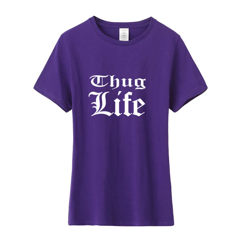 Thug Life футболка Для женщин топы для девочек модные хлопковые хип хоп рэп Тупак 2PAC