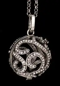 antique silver SHIYING Rhinestone circle pattern cage 4 colour for pregnant women baby Necklace With 16mm chime Balls we do production SYYF0123 - Окраска металла: antique silver