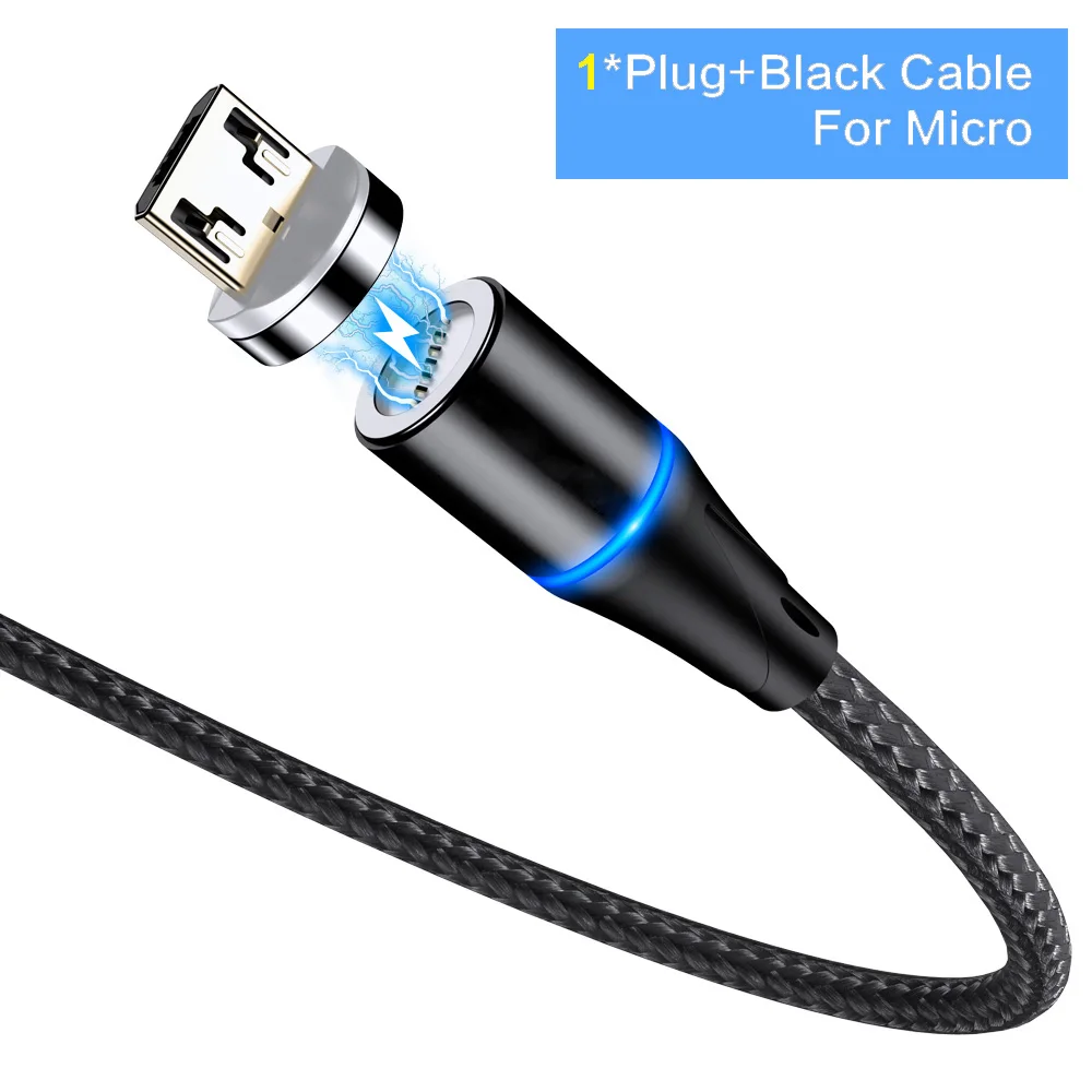 Black For Micro Магнитный Usb кабель для мобильного телефона 3A Магнитный кабель зарядное устройство Micro usb type C для IPhone X samsung S8 S9 huawei Быстрая зарядка 3,0 - Цвет: Black For Micro