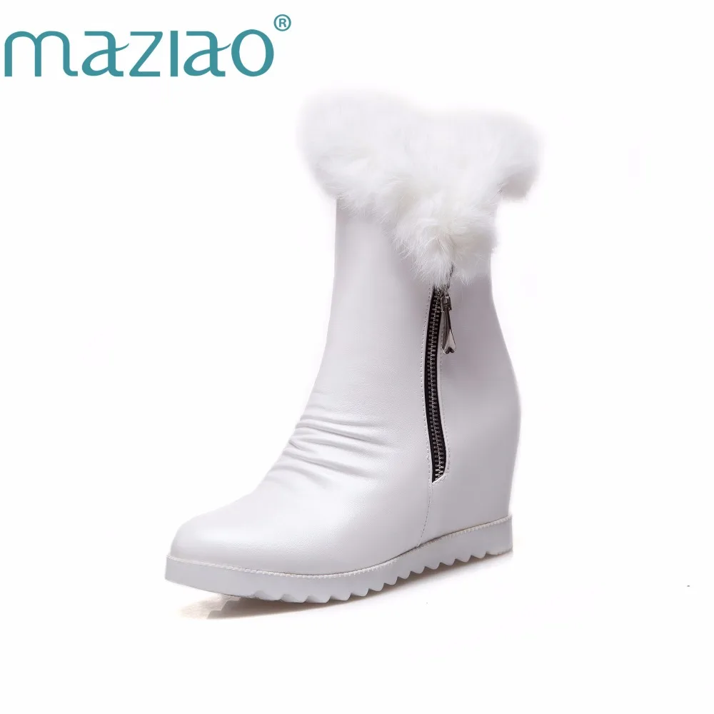 Женские сапоги до середины икры MAZIAO белые на платформе и высоком каблуке молнии с