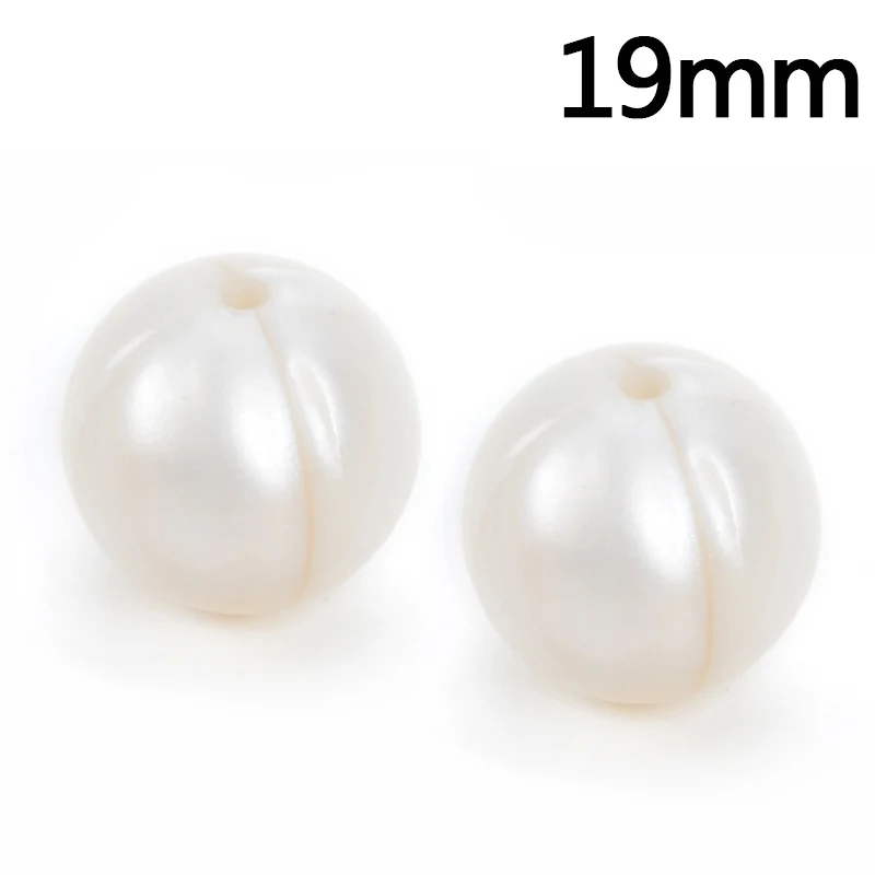 pearl white Горячие 19 мм круглые 50 шт силиконовые бусины для прорезывания зубов для ребенка BPA безопасные DIY силиконовые бусины - Цвет: pearl white