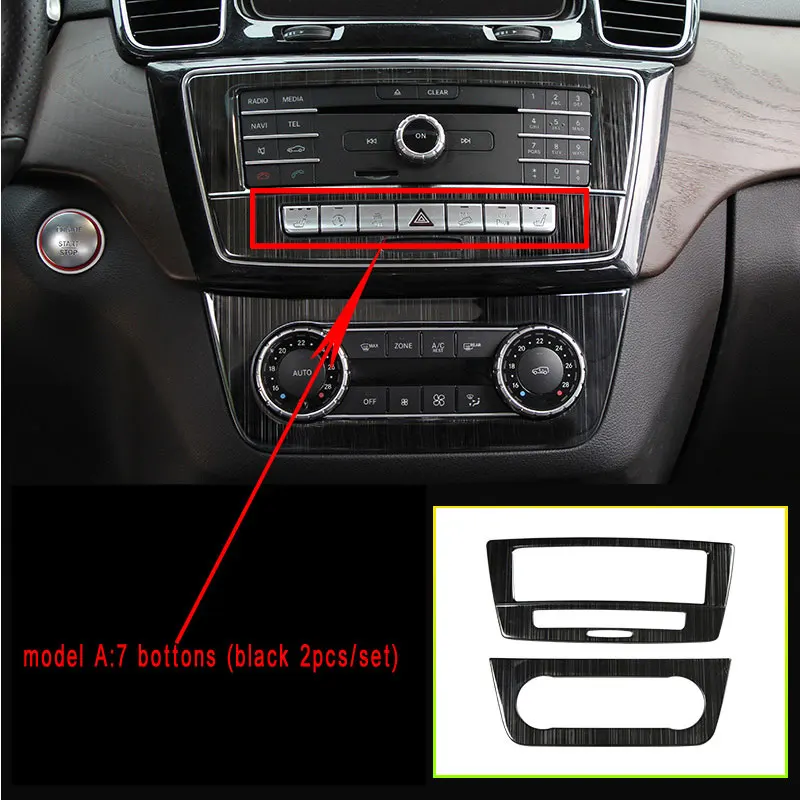 black 7 buttons 2pcs Наклейки на панель CD кондиционер переключатель панель накладка для Mercedes Benz GLE W166 GLE Coupe C292 GLS класс amg аксессуары - Название цвета: black 7 buttons 2pcs