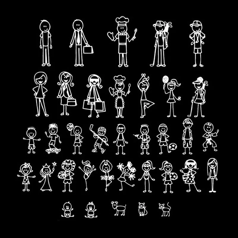 Для автомобильного стайлинга индивидуальный дизайн Stick Figure наклейки на семейный