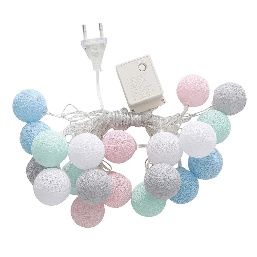 Рождественская Декоративная гирлянда с хлопковыми шариками 20 светодиодов