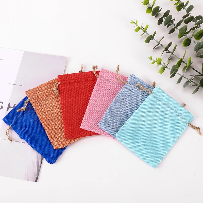 Имитация льняной сумки Свадебные вечерние набор карманных подарочных сумок