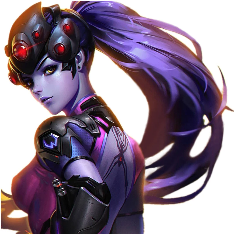 Игра OW Widowmaker/Amelie Lacroix 100 см длинные темно-фиолетовые с зажимом конский хвост термостойкие косплей костюмы парик