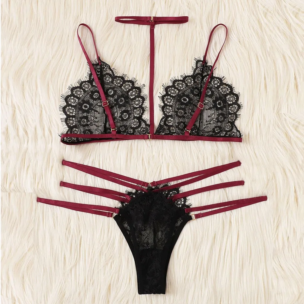 Женский сексуальный комплект нижнего белья прозрачный бюстгальтер нижнее белье