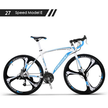 E blue white Бренд карбоновая стальная рама 700C колеса 21/27 скоростей дисковый тормоз дорожный велосипед Открытый Спорт Велоспорт bicicletas гоночный велосипед - Цвет: E blue white