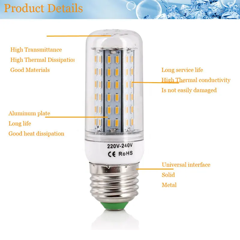 Приглушаемая Светодиодная лампа-кукуруза 220 в E27 4014 SMD светодиодная