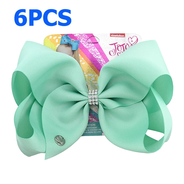 34 " Jumbo JOJO твердые девушки Луки для волос Стразы Grosgrain ленты Hairbows бутик клип головной убор бант Детские аксессуары для волос - Цвет: 34