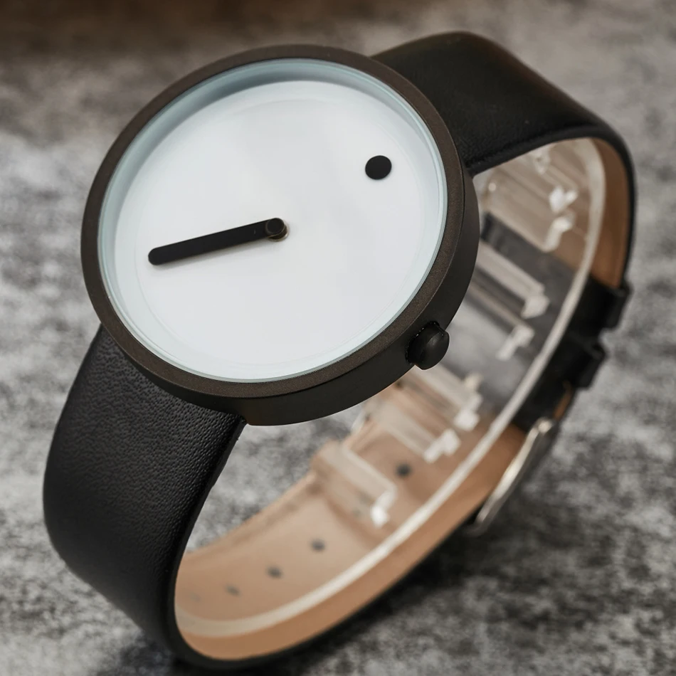 Мужские кварцевые часы простой оригинальный кожаный браслет спортивные модные