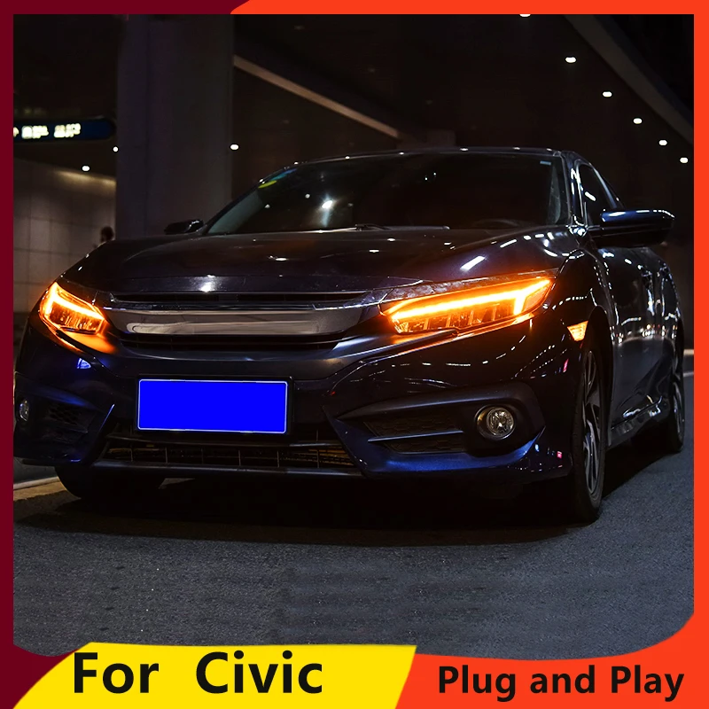 

Car Styling For New Honda Civic 2015-2018 Headlights for civic DRL lens New Civic LED headlights with dynamic turn signal