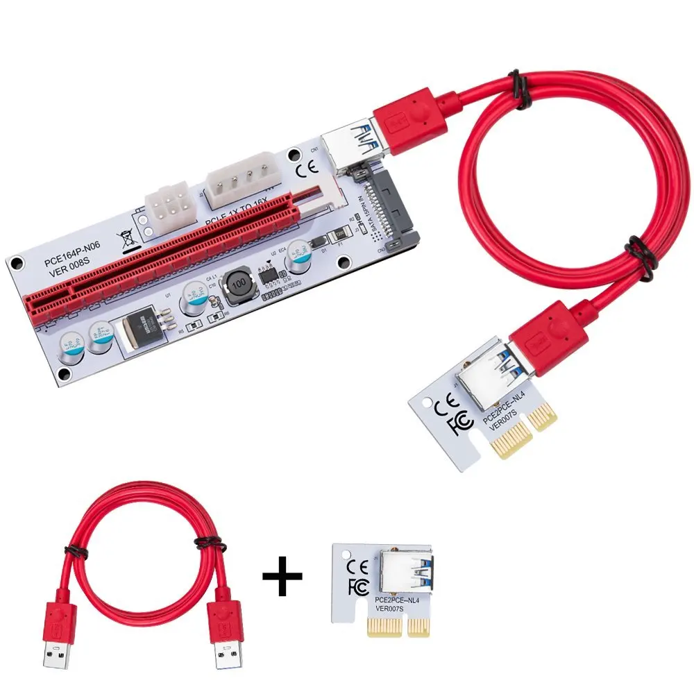 100 шт. кабель переходник 008s PCI E 1X до 16X USB 3 0|Платы расширения| |