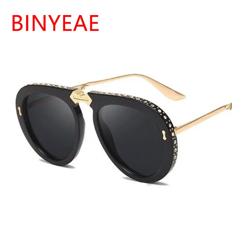 Стразы пилота складные солнцезащитные очки мода 2020 женские роскошные брендовые