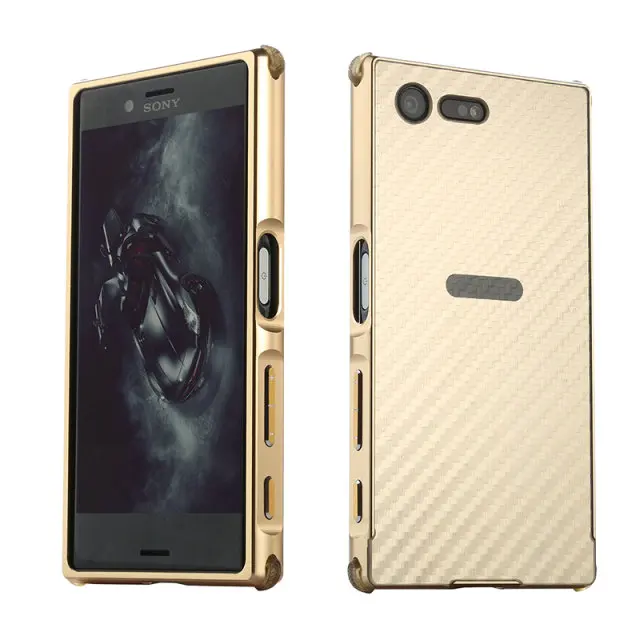 Gold Для sony Xperia X Compact XZS XZ1 XA1 Ультра чехол металлическая рамка+ углеродное волокно задняя крышка ПК Жесткий Чехол для Xperia XZ Премиум Тонкий чехол - Цвет: Gold