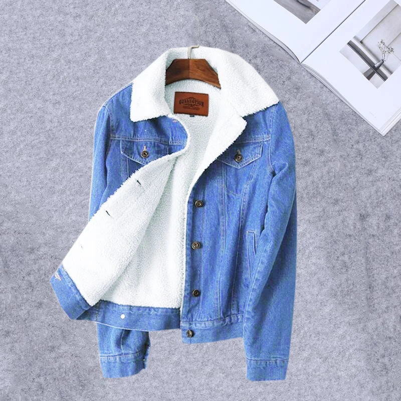 2019 новые зимние теплые джинсы с мехом Куртка женская Курточка бомбер синие