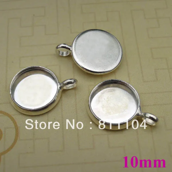 12 мм посеребренные медные Круглые Пустые Основы лоток с круглой петлей подвеска
