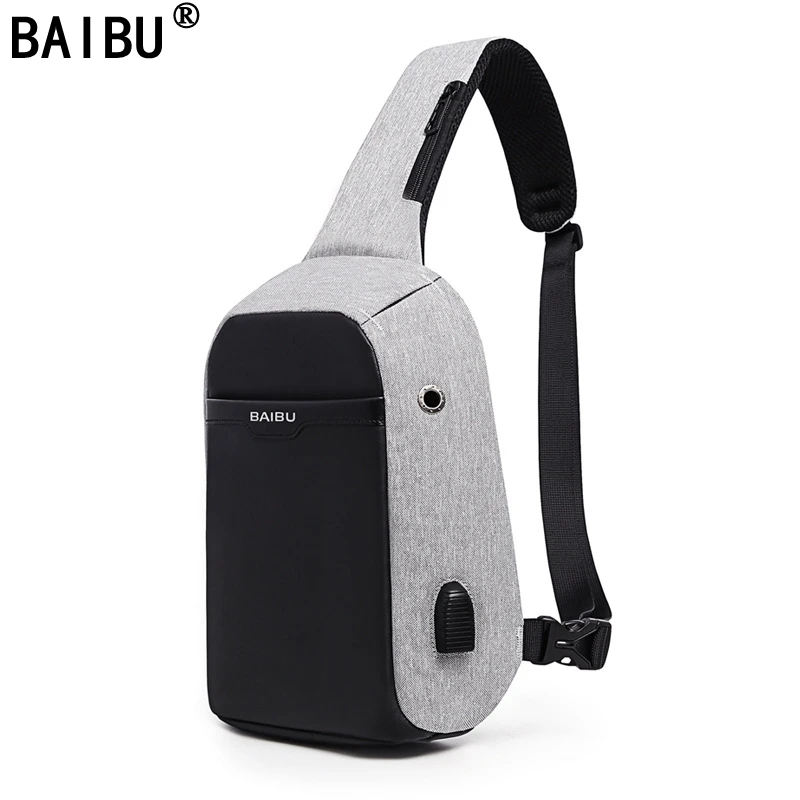 Новые сумки от BAIBU через плечо с функцией подзарядки через USB, мужская нагрудная сумка-антивор, сумка-мессенджер для поездок, водонепроницаемая сумка через плечо для мобильного телефона
