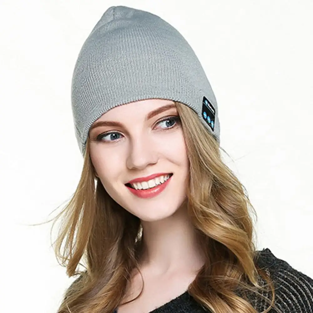 Модная женская вязаная bluetooth-гарнитура, шапка, теплая и удобная для переноски, Новые товары осень-зима, подарок на Рождество - Цвет: Белый