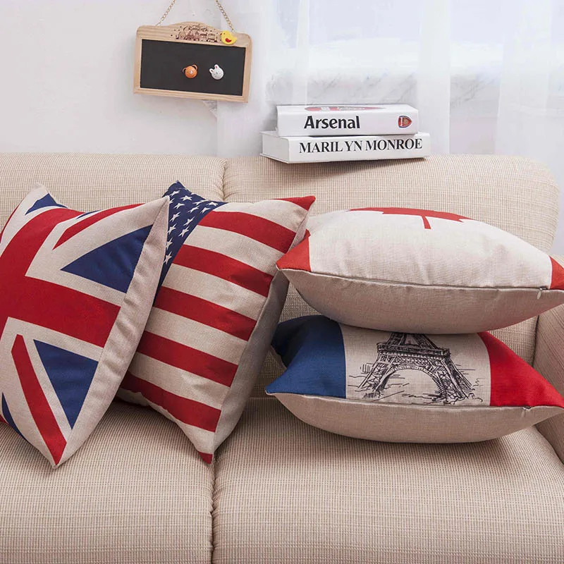 Винтажный 4 модели с рисунком национального флага диван наволочка чехол для